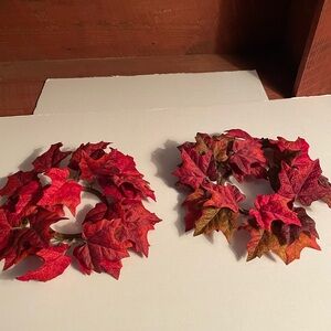 Candle Wreaths, set of 2   Approx 10”.  Rich Fall Leaf Color.